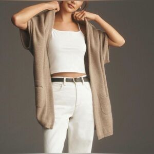 Anthropologie Pilcro Cashmere Sweater Vest Duster Tan XS/S